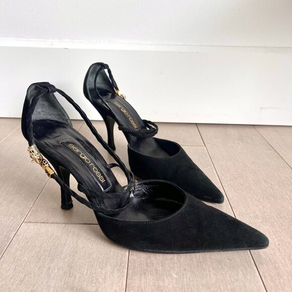 Sergio Rossi Black Heart Charm Heels - Picture 12 of 14